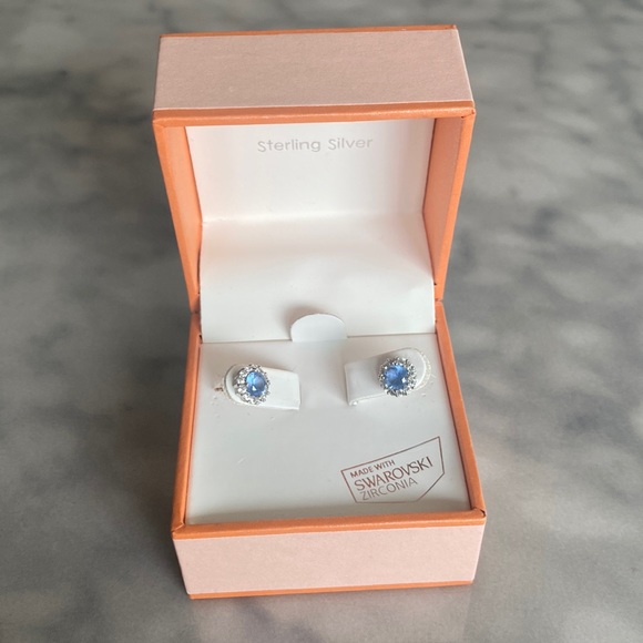 Kiara Jewelry - Kiera Couture Blue and Clear Swarovski CZ Studs
